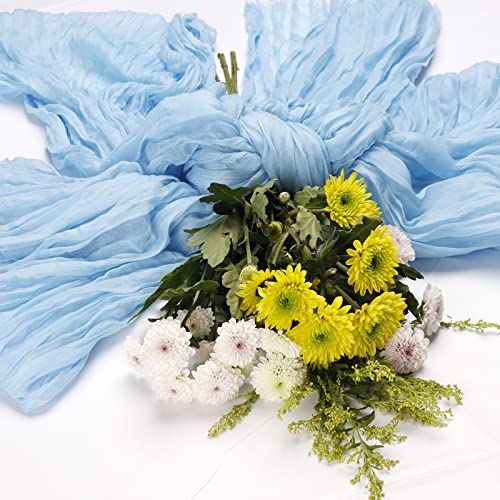 Avitorry 2Pcs Baby Blue Cheesecloth Table Runner 10Ft Gauze Cheese Cloth Table Runner 120 Inches Long Cheesecloth Table Runner Bulk For Wedding Bridal Baby Shower Boy Birthday Party Table Decorations #TOP3