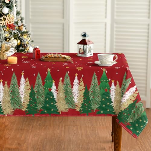 Weihnachts Tischdecke 110X140 16 Artoid Mode Rot Schneeflocken Bäume Sterne Weihnachten Tischdecke...