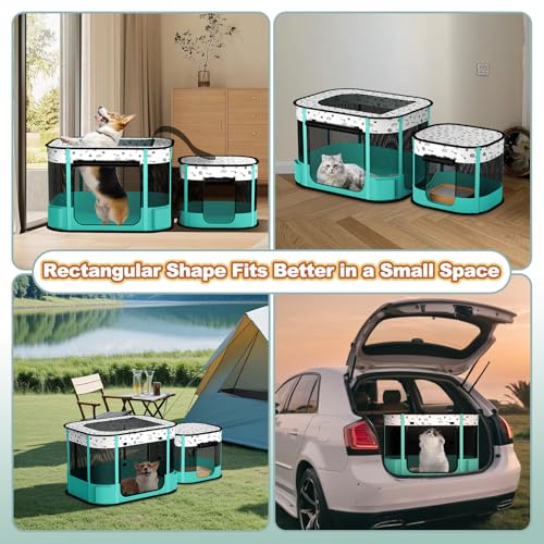 DESELL Portable Cat Playpen, 8-Rod Reinforced Kitten Dog Playpens, Foldable Play Pen for Indoor Cats Enclosed Pet Puppy Doggy Outdoor, Collapsible Tent Kennel Cage House(32\"x24\"x22\")
