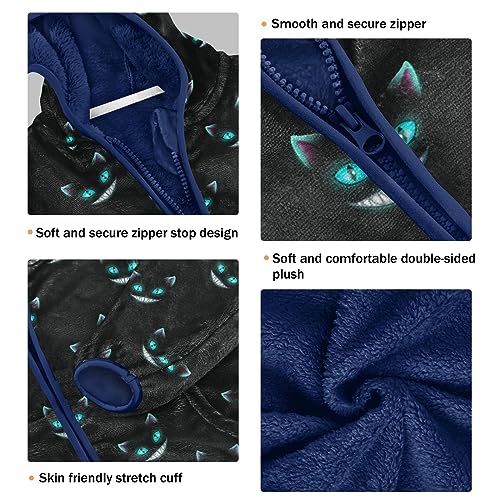 Black Cat Face Boys Fleece Hoody Jacket Zip Up Coat Warm Fall Winter Plush Jacket Long Sleeve Outerwear3