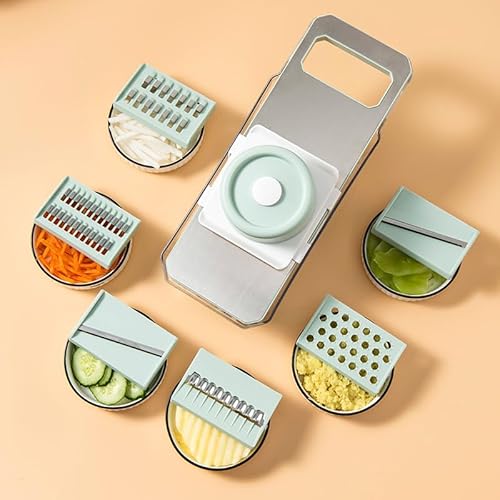 多機能スライサー 千切り スライサー 5枚刃付き 千切り 角切り調理器具 すりおろし器 多機能 プログレード やさしいおろし器 キャベツ だいこんタマネギフルーツハムミートソーセージとして使用 野菜調理器セット 切れ味 安全ホルダー付