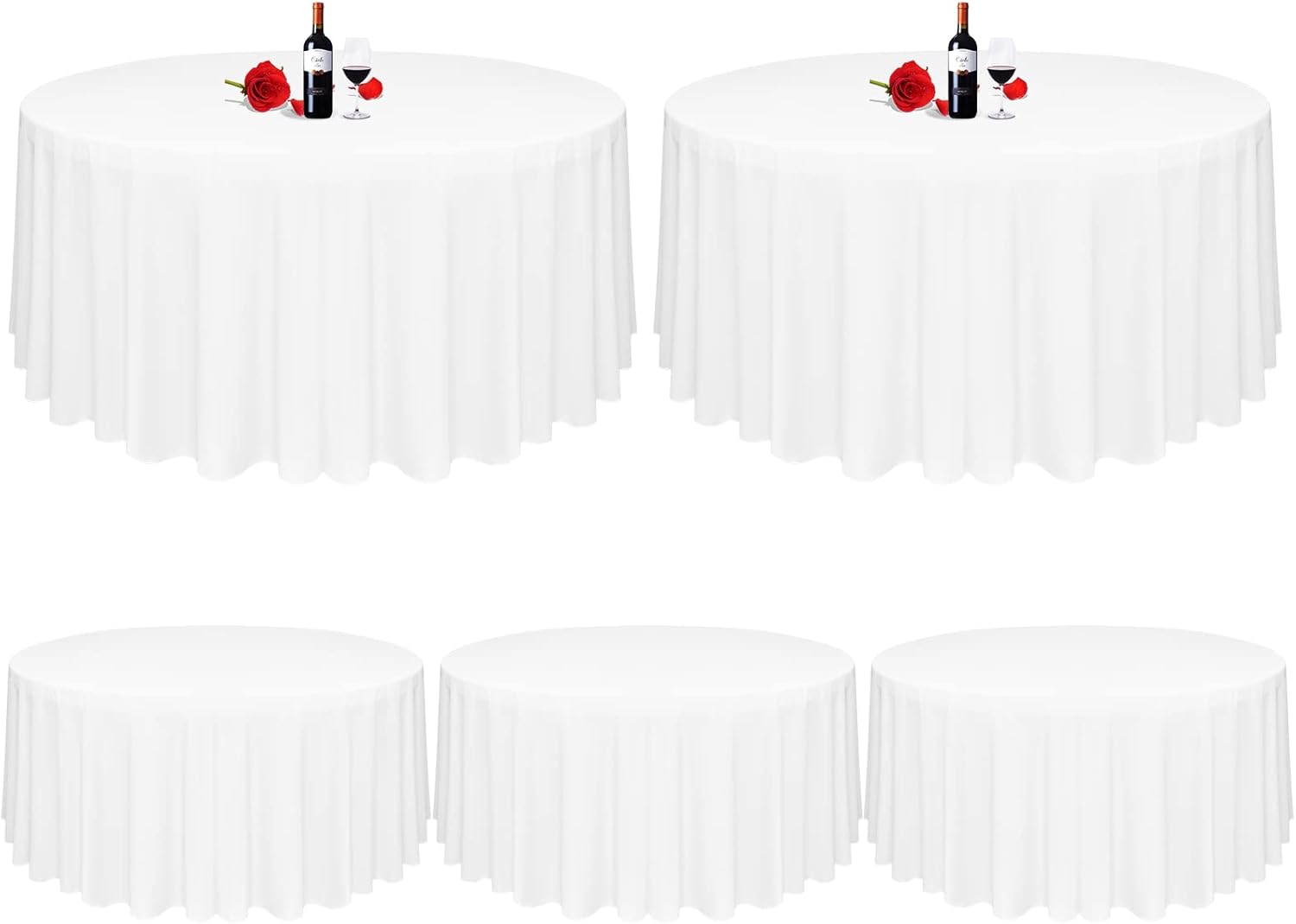 MTREO 5 Pack Round Tablecloth 120 Inch Polyester Round
