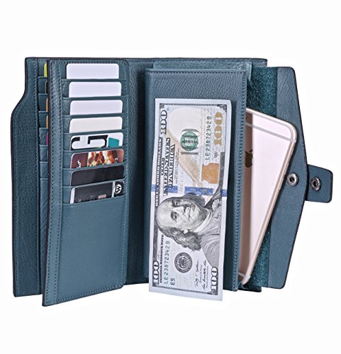 image for Itslife Women's RFID Blocking Large Capacity Luxury Wax Genuine Leathe