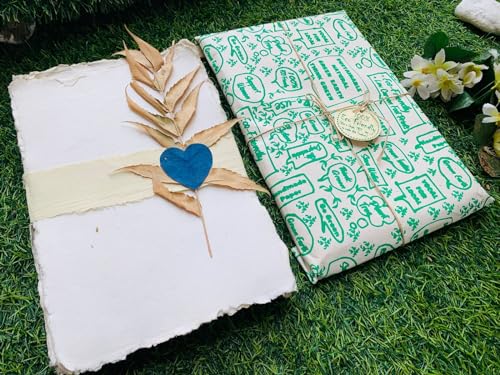 Image of SURPRISE SOMEONE Vintage Handmade Paper Sheets A4 Size | Deckle Edge Craft Paper | Thick Rustic Writing & Calligraphy Paper for Invitations, Art & DIY (50 Sheets)