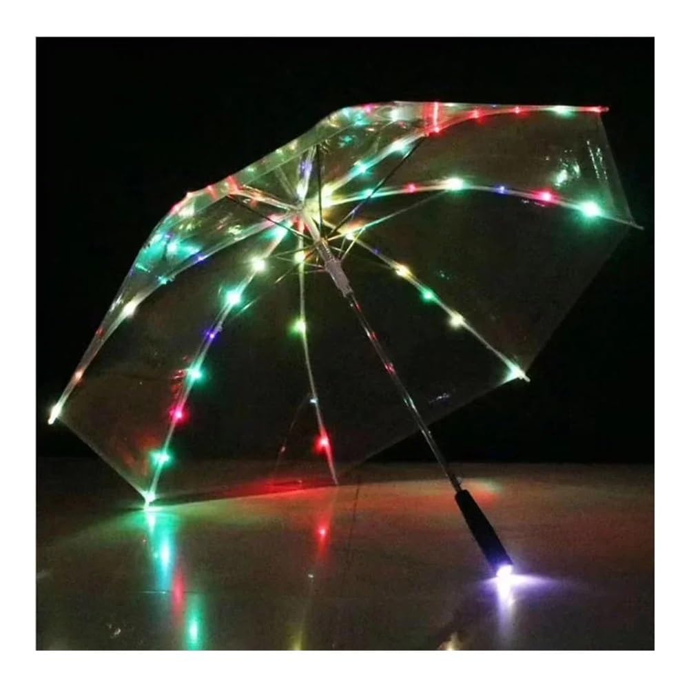 parapluie led Parapluie Led 4 couleurs, parapluies transparents avec lampe torche, for photographie de mariage, fête d'anniversaire, cadeaux de noël(Style D)