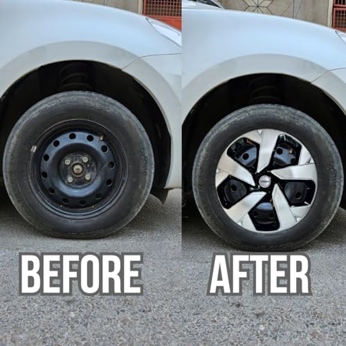 Image of Prigan Baleno (Delta & Sigma Only) Black Silver Wheel Cover 15 inch for Maruti Baleno (Set of 4 Pcs) (Press Fitting) Model- Punch Reverse 15