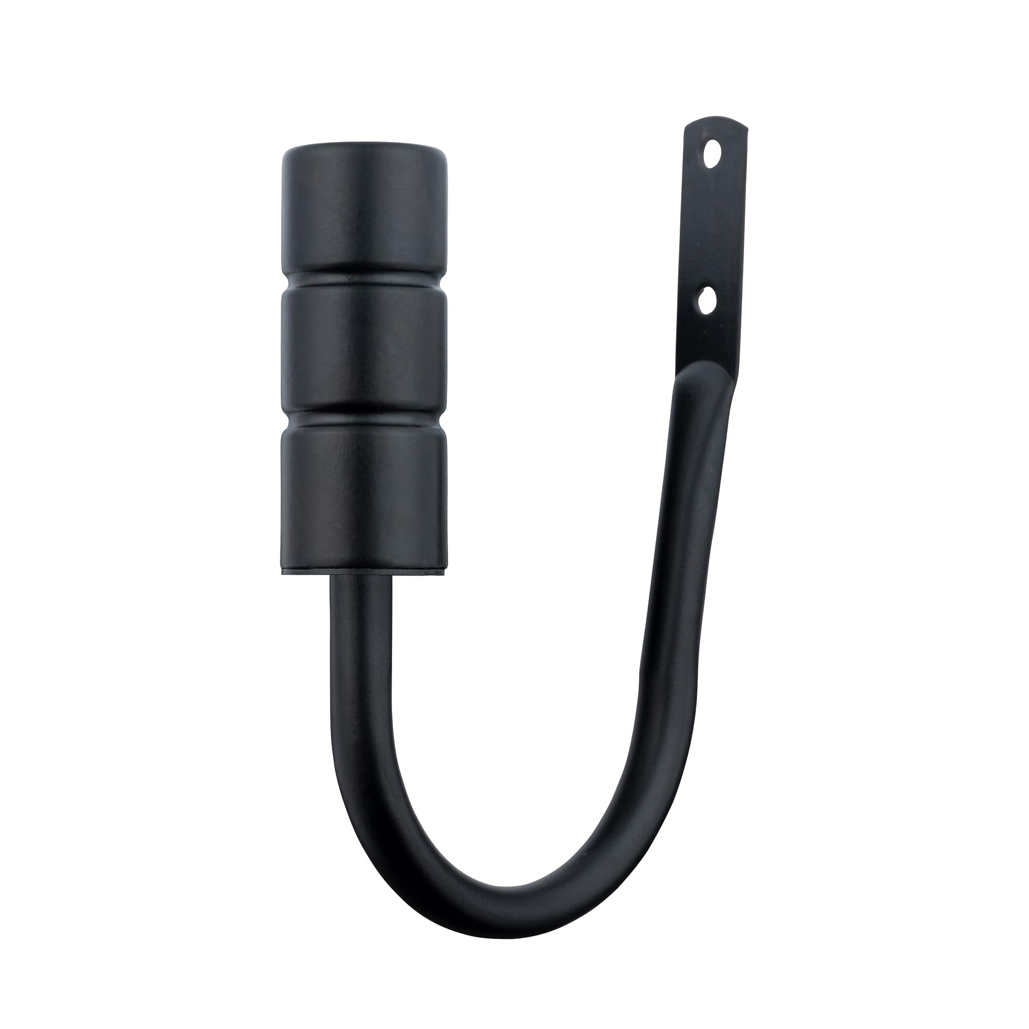 A.Unique Home Plain Barrel Metal Extendable Curtain Pole with Rings and Fittings, In a Variety of Colours and Sizes (25/28mm) (Matte Black, Holdbacks)