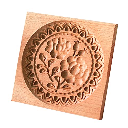 Hölzerne Keksformen,3D Rose Ausstecher Cookie Backen Form Ausstechformen,Lebkuchen-Plätzchenform Rose DIY-Keks 3D Holzform Für Keksstempel Prägung Kunsthandwerk Dekoration Cookie Cutter Set