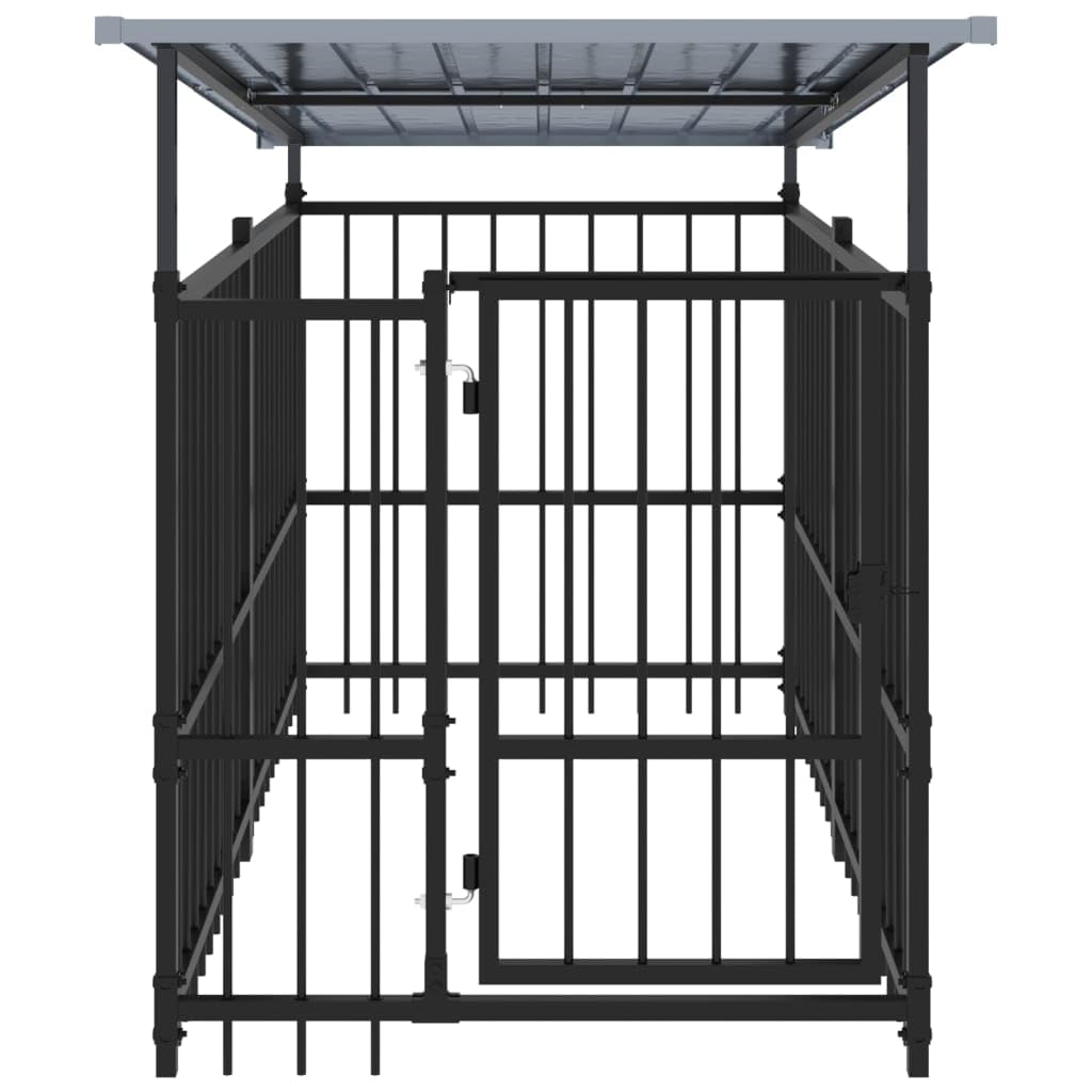 vidaXL Chenil d'Extérieur avec Toit pour Chiens Acier 1,88 m² Cage Enclos
