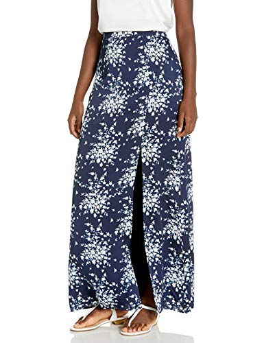 BCBGMAXAZRIA Women's Satin Skirt, Pacfici Blue Floral Cluster, XS (US 2)