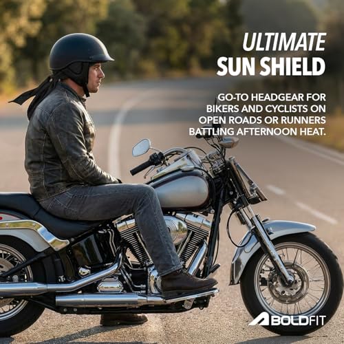 Image of Boldfit Helmet Skull Caps for Men Bike Dew Rag Full Head Caps Helmet with Visor for Bikers Sweat Cooling Skulls Toppa for Cycling, Skull Cover for Summer Helmets Cap for Man - Black