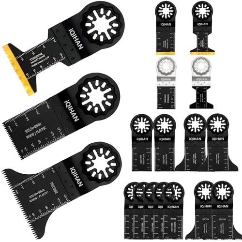 Oscillating Tool Blades Oscillating Saw Blades Kits with 3 Types Tools for Wood and Soft Metal Compatible with Bosch Fein Makita Hitachi (15 PCS)