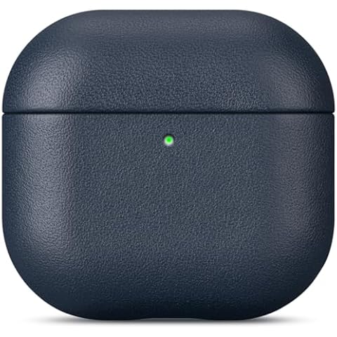 LOPIE Leather Case Designed for AirPods 4 and AirPods 4 with Active Noise Cancellation Leather Case, Handmade Case Fully-Wrapped with Top Grain Leather, Protective Hard Cover for Gen 4 AirPods - Blue Cover