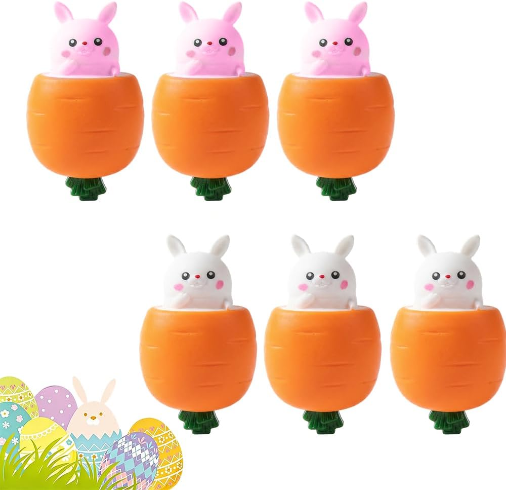 10 Pcs Easter Basket Essentials, 2026 New Squeeze Toy Carrot Doll, Multifunctional Easter Bunny Toy, Premium Animal Fidget Toy with Party Favor Scene (6)
