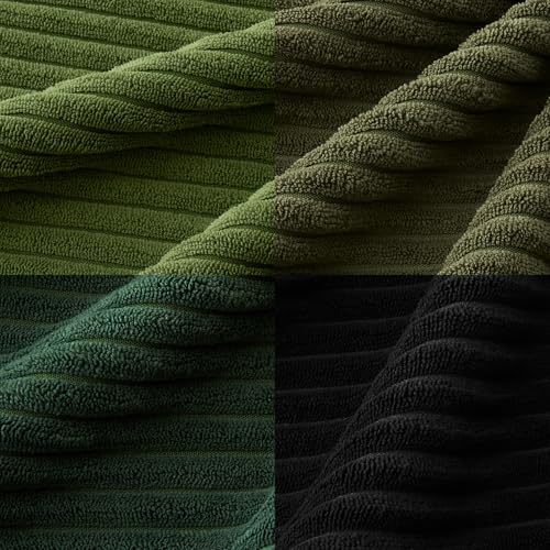 Image of MIULEE Boho Farmhouse Throw Pillow Covers 18x18 Inch Set of 4 Mordern Neutral Green Cushion Covers Soft Corduroy Nordic Home Decor for Spring Couch Bed Sofa Living Room Green-Black