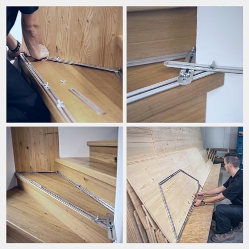hedue® Stair Tread Template T510 - Stair Gauge with 13 Aluminum Rails, Stair Template, Stair Professional Tool - Image 4