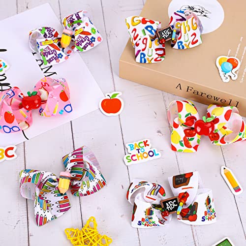 Image of Whaline Hair Clip - 6Pcs Back to School Bow Hair Clips in Multi Color, Grosgrain Material, for Girls, Children, Teenagers, Hair Accessories