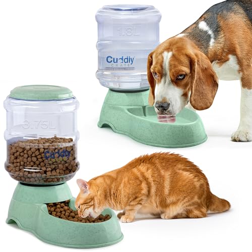 2 Pack Self Feeding Dog Food and Water Dispenser – 3.75L Automatic Pet Feeder for Small & Medium Dogs, Spill Proof Gravity Cat Feeder and Water Dispenser (Green) 2 Pack Self Feeding Dog Food and Water Dispenser – 3.75L Automatic Pet Feeder for Small & Medium Dogs, Spill Proof Gravity Cat Feeder and Water Dispenser (Green)