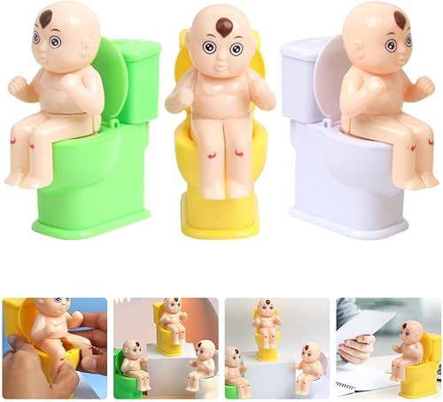 Miniatura 7 de Juguete de broma de agua para el inodoro: 3 piezas de muñeca sentada en el inodoro, juguetes de broma para asiento de inodoro, juguetes de trucos