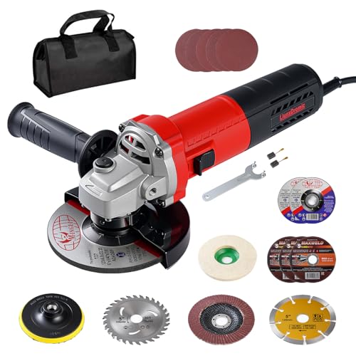LiunxDromic 1000W Angle Grinder Tool 125mm Corded Electric Angle Grinder with Tool Handbag Used for Cutting Polishing and Grinding Short Handle Tile