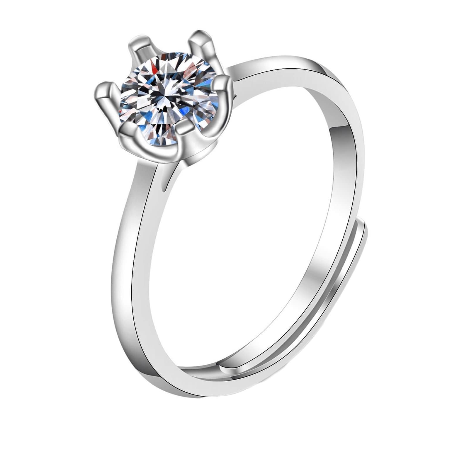 Pierścionek Fedina Białe Złoto Kobiety 9 Kt / 14 Kt / 18 Kt, 1 CT Syntetyczny Diament Okrągły Solitaire, Srebrne Pierścionki Damskie Zaręczynowe