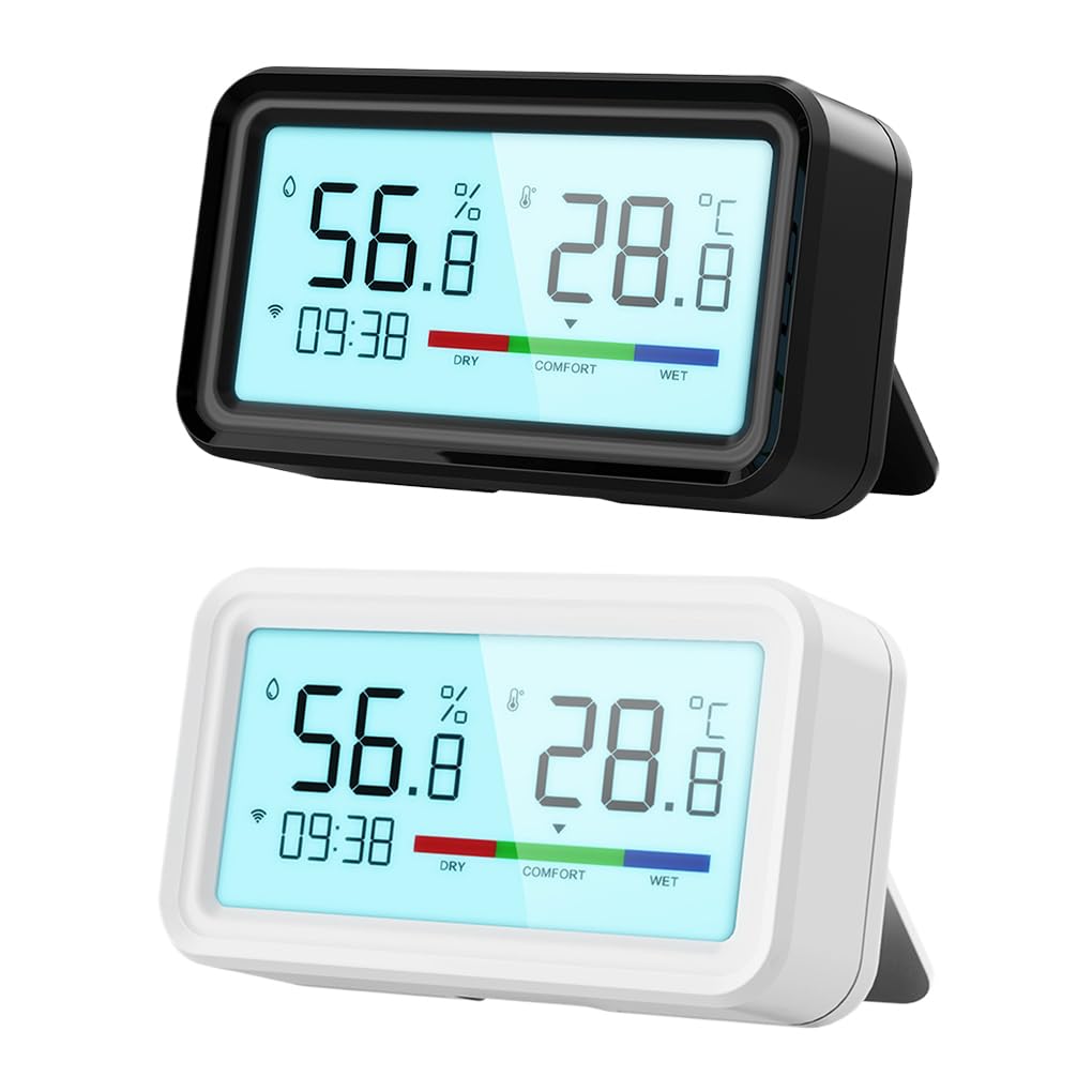 Ailan Sensore di umidità della Temperatura WiFi Serie C-Smart per Una visualizzazione precisa dei Dati orari Termometro di Temperatura e umidità, Wi-Fi Bianco