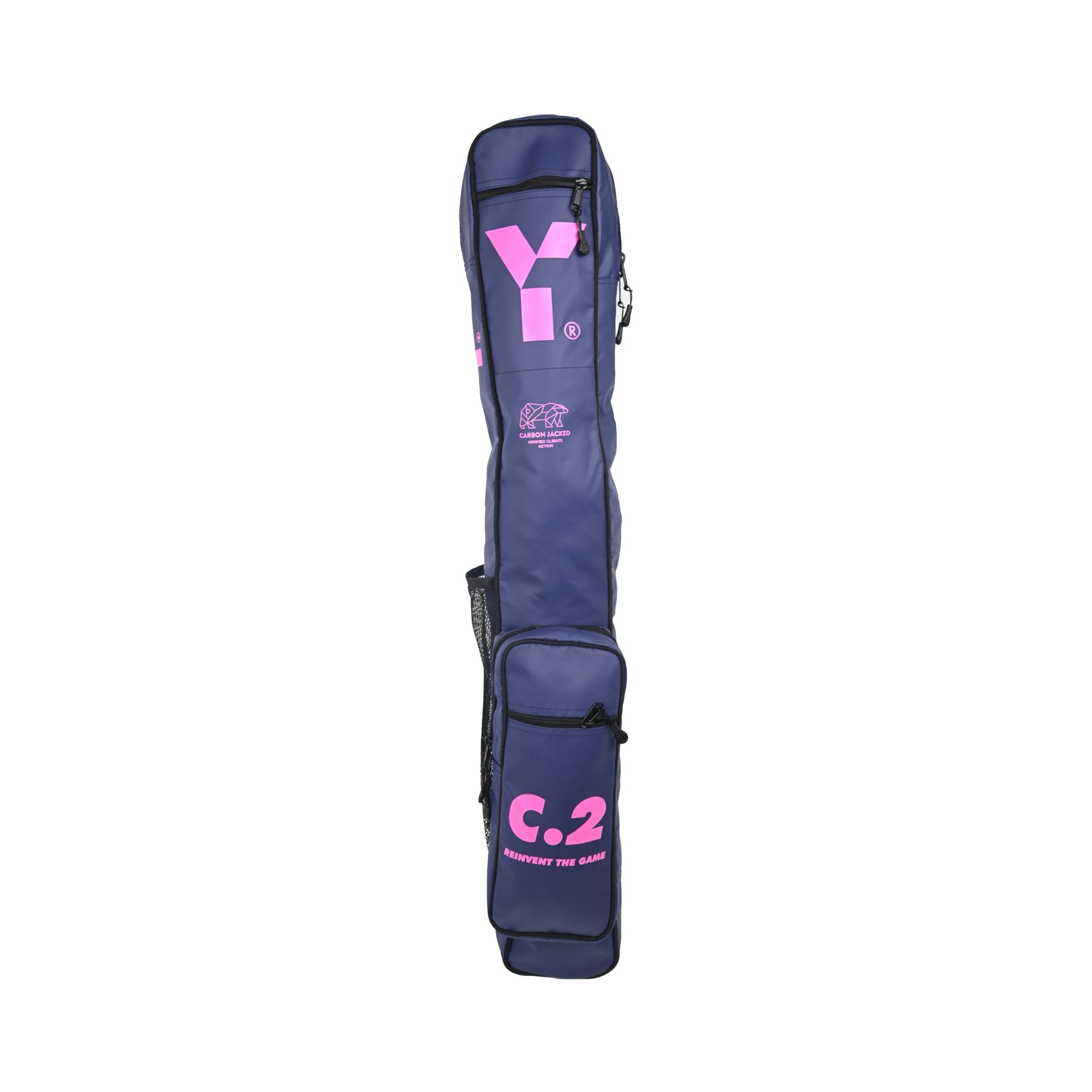 Y 1 sac de hockey C.2, sangle rembourrée, parfait pour les juniors, petits compartiments séparés, espace pour 2 bâtons, 30L, bleu marine/rose