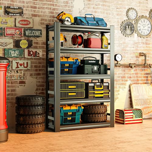 Image of 71 inch H|35 inch W All-Metal Garage Shelving Unit and Storage-Easy Assembly Shelves 5-Tier Rack|Heavy-Duty Adjustable Shelf|Steel Shelves for Industrial,Warehouse,Basement (16 inch D x 35.4 inch W x 71 inch H)