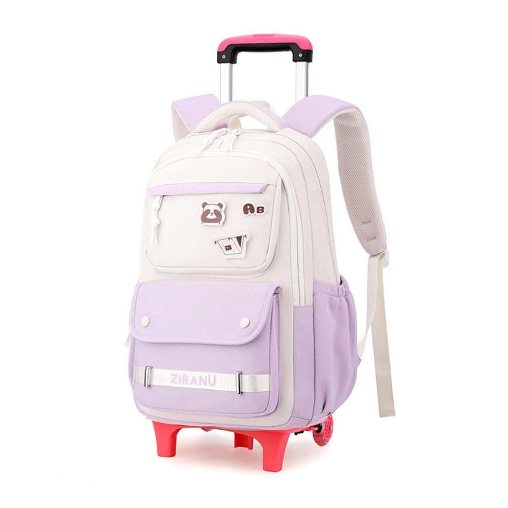 EKUIZAI Purple Trolley Wheeled Backpack for Girls Middle Kids School Bags with Wheels Roller School Bags for Teen Girls