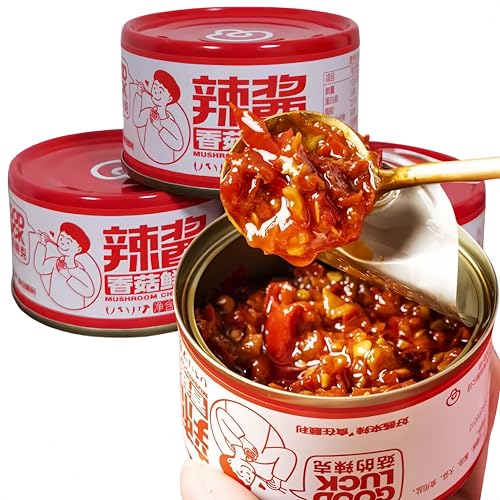 Shiitake e peperoncino fresco di alta qualità (80 g x 3 lattine) Salsa RichUmami Flavor 、 scoppiata con calore ardente e sapori deliziosi PacPerfectfor Stir-Fries, Noodles gnocchi e immersione