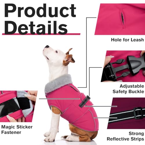 Image of Lelepet Dog Coat Reflective Waterproof Fleece Vest with Adjustable Buckle