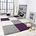 Produktbild Paco Home Shaggy Teppich Hochflor Langflor Gemustert in Karo Lila Schwarz Weiss, Grösse:160x220 cm