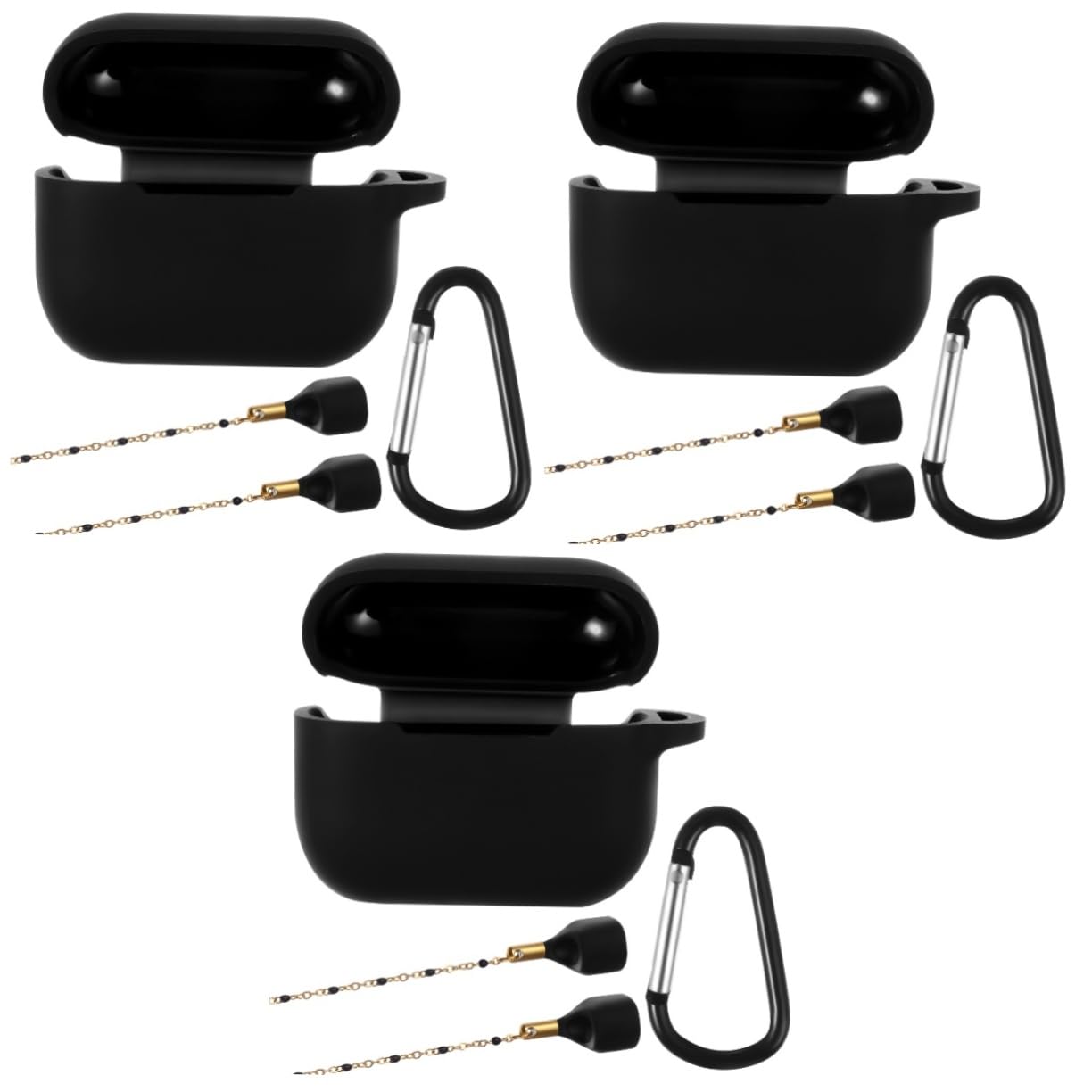 DOITOOL Estuche para Auriculares A Prueba De Golpes con Mosquetón Y Cordón Protector para Collares Perdidos (3 Unidades)