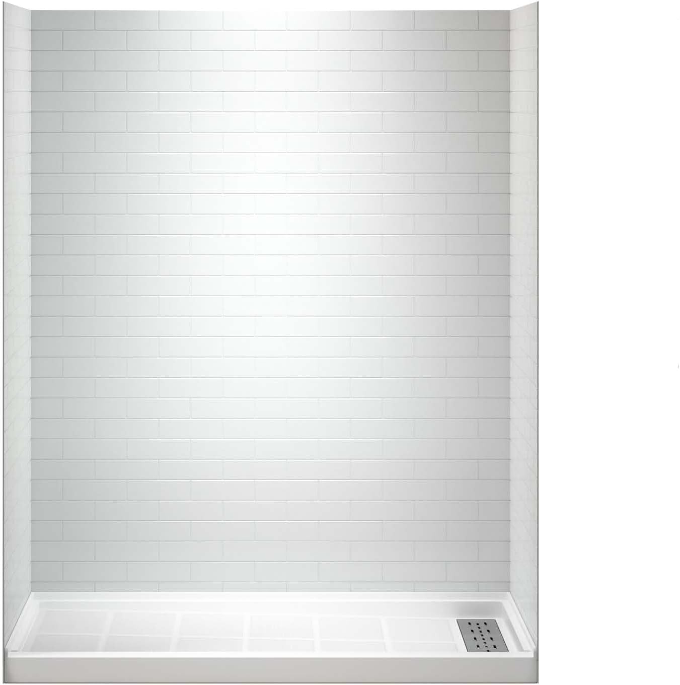 WOODBRIDGE 60 in. L x 32 in. W x 75 in. H Alcove Solid Surface Shower