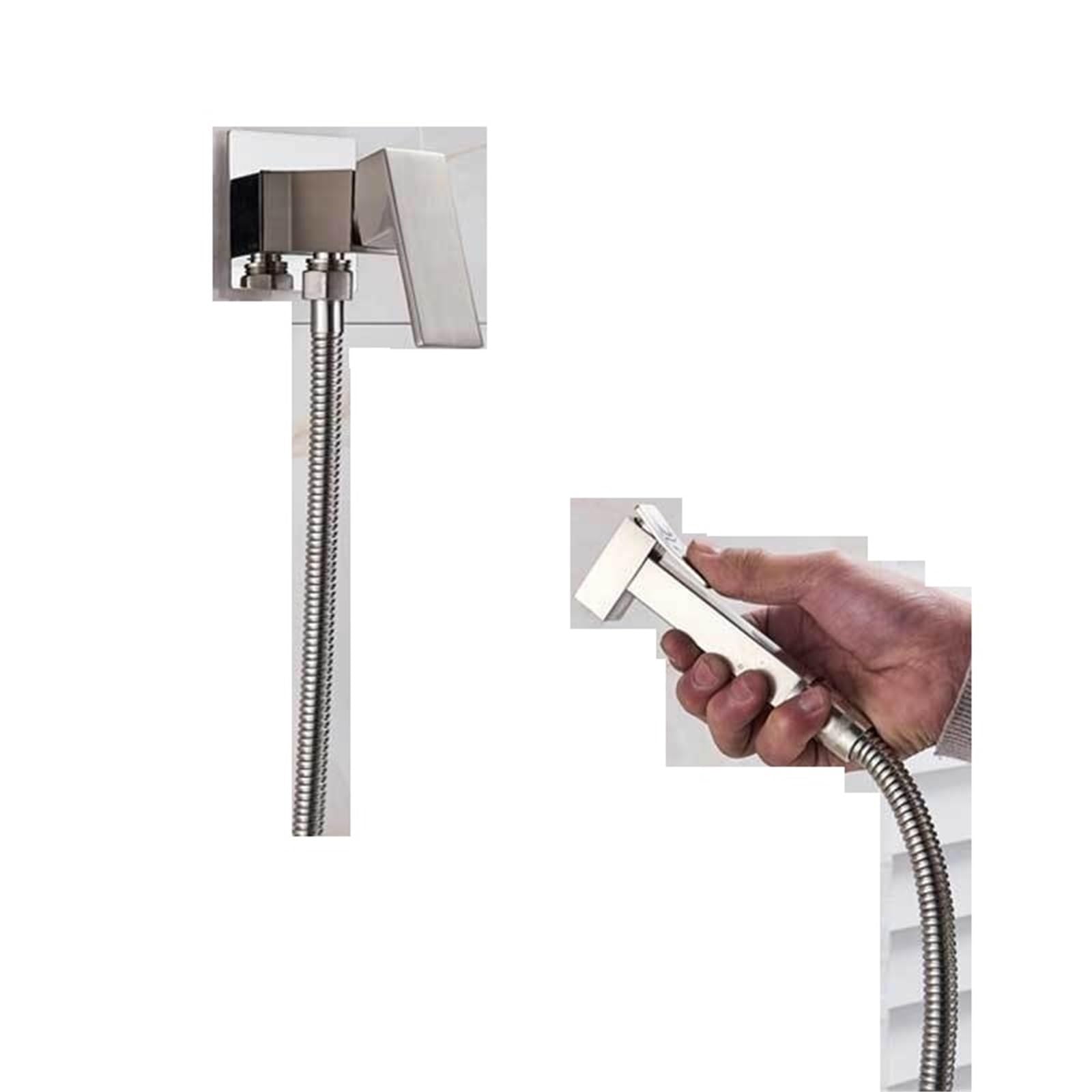 ZYCHSJXA Black Bidet Faucets Wall Mounted Bathroom Shower Tap Toilet Sprayer Washer Mixer Faucet(Brushed Nickel A)