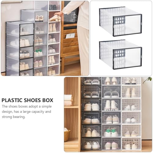 Cajas para zapatos de baloncesto transparentes apilables para armarios 4