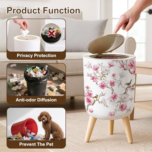 Caneca de basura redonda con tapa 7L plástico miniatura 6