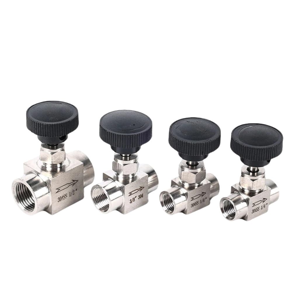 Yjqhody One Color Adjustable Needle Valve 1Piece Ss304 Needle Valve Internal Thread, Instrument Flow Control Small Bore G Shut Off(1/4Inch)