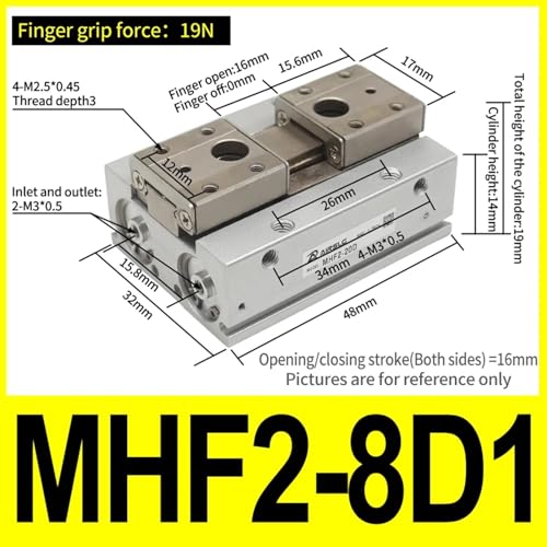 Cylindre pneumatique MHF2-12D à double effet pour serrage synchrone compact - 2