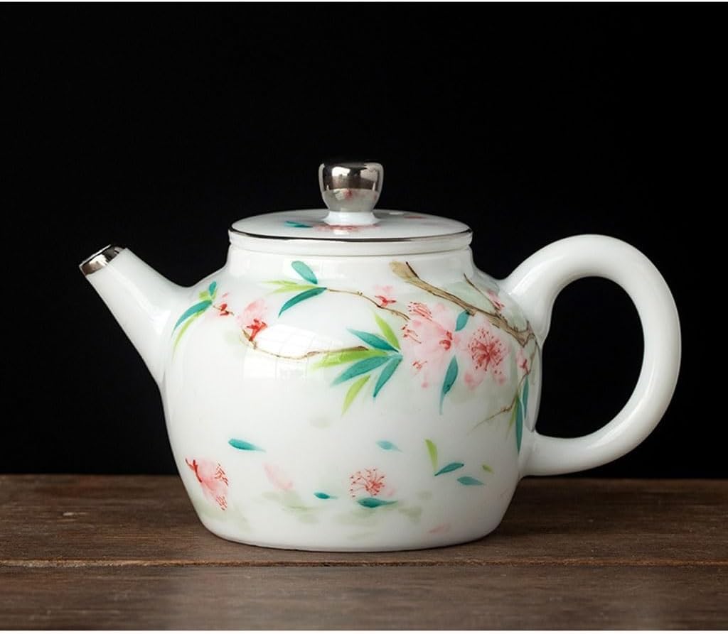 Ceramic Teapot Ceramic Hand-painted Peach Blossom Teapot Single Pot Household Tea Kettle Single Pot Kung Fu Tea Set Tea Pot Ceramic