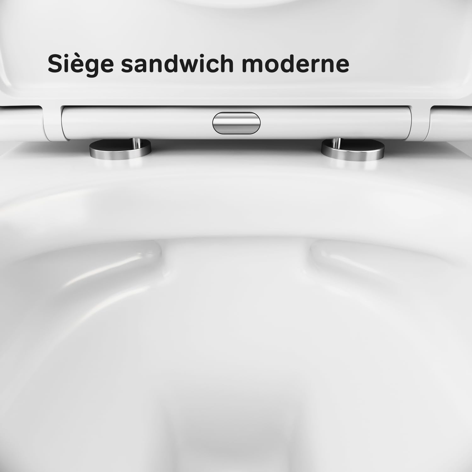 AM.PM Flash - WC Suspendu Sans Bride, Sans Rebord, Cuvette WC Suspendu Complet Kit, Abattant WC avec Amovible Softclose, Fixation Invisible, Toilette Suspendu Mural en Céramique, Blanc, 39 cm