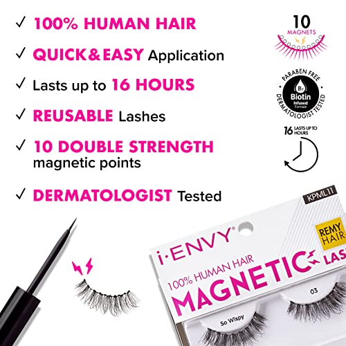 i•ENVY Magnetic Human Hair Lashes Double Strength Reusable Lashes Easy To Apply, Everyday Wearable False Eyelashes - Thumbnail 4