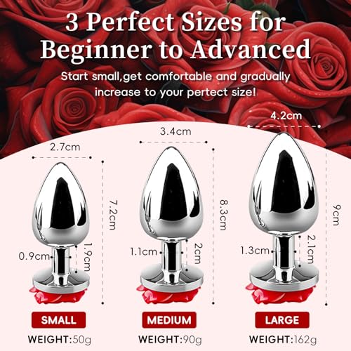 Image of Luxury Metal Anal Plug - Elegant Waterdrop Shape with Intricate Rose Petal Base. Body Safe, Durable & Hygienic Design Sex Toy for Intimate Exploration