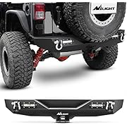Nilight - JK-52A Rear Bumper Compatible for 2007-2018 Jeep Wrangler JK,Rock Crawler Bumper with Hitch Receiver & 2X Upgraded 40W LED Lights Off Road Textured Black,2 years Warranty