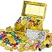 FORMIZON Boîte de Coffre au Trésor de Pirate avec 100pcs d'or de Pirate, 100g Acrylic Diamant de Pirate, Anneaux de Pirate, Chasse au Tresor Pirates, Jouets Enfants Halloween Jeu Décoration de Fête