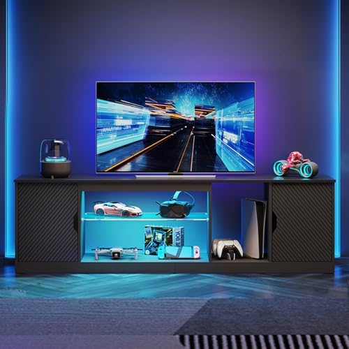 TV-meubel SENSO Beige 40x188x54 Cm – Modern Design, Geribbelde MDF Front Push To Open Metalen Poten Veel Opbergruimte