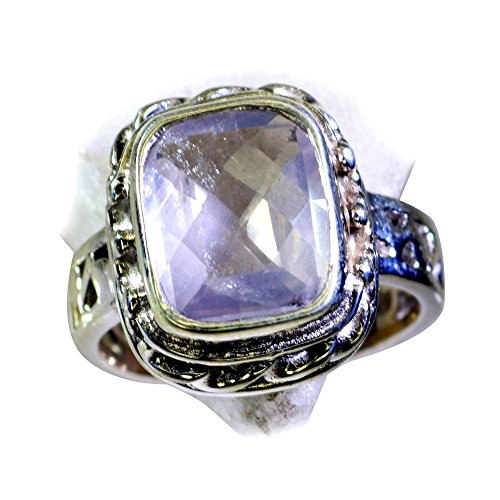 Bague Quartz Rose Idée Cadeau Idéale en Argent et Forme Coussin