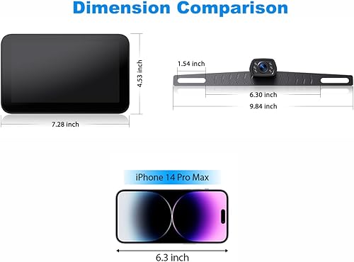 Miniatura 8 de ZEROXCLUB Kit de cámara de respaldo con cable con monitor de 7 pulgadas, pantalla HD 1080P para cochecamionetaSUVVanRV, visión nocturna IP69K