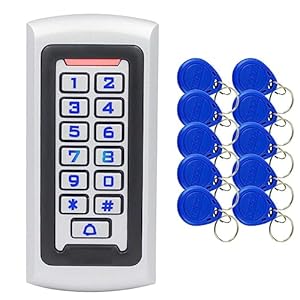 Waterproof Stand Alone Access Control Keypad,Metal RFID Card Reader,Door Access Control System Lock,Electric Gate Opener,Gate Lock,2000 User,Wiegand 26-bit,Proximity 125Khz RFID Card Keyfob