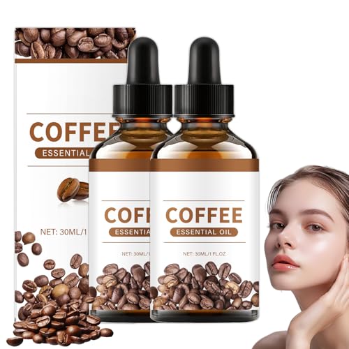2 Botellas de Aceite de Café Cara Aceite de Café Esencial Puro Contra Las Arrugas Suero Facial De Cafeína Nutrir La Piel, Suavizar Las Líneas Finas Y Resistir La Oxidación (30ml/Botella)